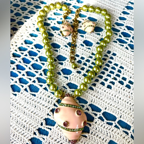 Heidi Daus 🐚SET: Fashion Conchous pink enamel & Swarovski crystals - Picture 3 of 13